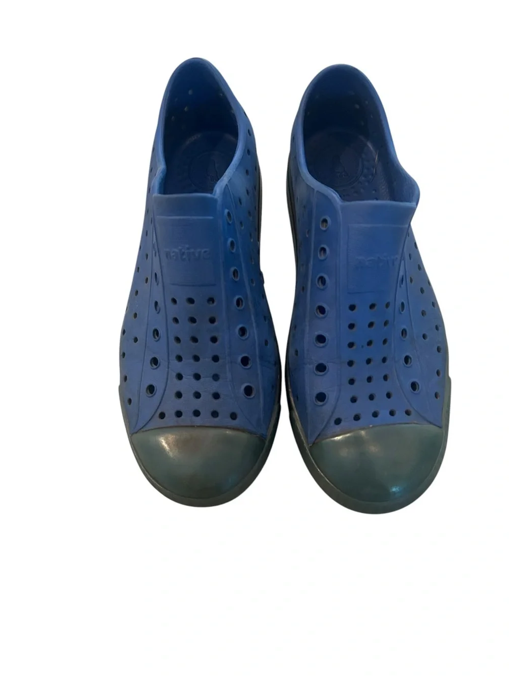 Native Jefferson Slip-On Shoes in Blue with Teal Toe size 3 youth